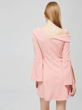 azmodo Pink One Shoulder Women's Day Dress