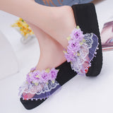 Woman Wedge Platform Flower Flip Flops Slippers H88