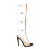 Transparent foot band strap rhinestone stiletto long tube fashion sandals