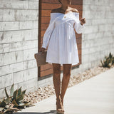 Sexy Off Shoulder Long Sleeve Plain Casual Dress