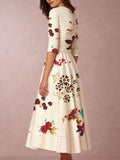 V-Neck Printed Skater Dress