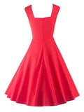 Square Neck Plain Colorful Zipper Women's Day Dress