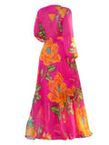 V Neck Printing High Waist Women's Maxi Dress