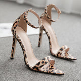 Women's shoes pointed open toe stilettos high heels sandals women leopard heeled sandal sexy heels party ladies summer shoe 2019