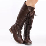 azmodo  Lace-Up Vintage Mid Calf Boots