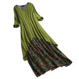 Azmodo bohemian Long linen Women Dress plus size Vintage dress Fashion Loose autumn dress women Casual Irregular large dress