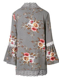 Open Front Lace Patchwork Women's Kimono