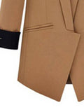 Slim Fit Contrast Color Mid-Length Women's Blazer