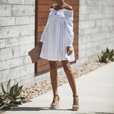 Sexy Off Shoulder Long Sleeve Plain Casual Dress