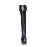 Fashion Black PU Stiletto Heels Knee High Women's Boots