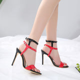 Fashion sexy high-heeled sandals mixed colors hollow shoes