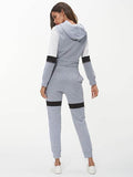 Color Block Long Sleeve Hoodie and Pants Women's Two Piece Set