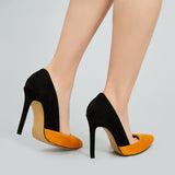 azmodo Pretty Women Contrast Color Pointed-toe Heels