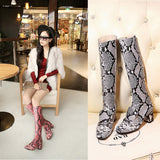 Winter new knight boots thick with medium square zipper sexy snake pattern women's boots