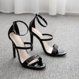 New summer shoes Women Simple Rome shoes high heeled sandals Sexy buckle Open toe Nightclub Gladiator pumps Wedding shoes