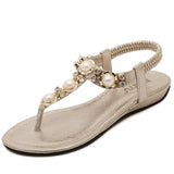 Summer Sandals Women Fashion Beading PU Leather Platform Wedges Sandals Female Shoes Woman 4 Colors Size 35-40 801-1