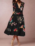 V-Neck Printed Skater Dress