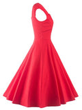 Square Neck Plain Colorful Zipper Women's Day Dress