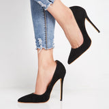 azmodo Black Classic Suede Sexy Stiletto Heels