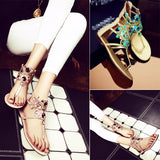 New Arrival Flat Bohemian Bead Rhinestones Flip Flop Sandals F1613