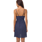 Sexy skirt wave print suspenders cotton and linen dress