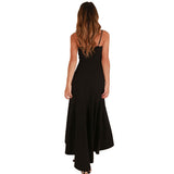 Women's Sling Lotus Fringe Swing Split Dress Evening Dress Long Skirt