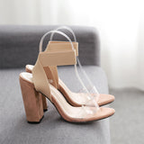 Classic Brand Designer Women Black Nude Transparent Clear Glass PVC Peep Stilettos High Heel Sandals