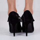 azmodo Classy Black Pointed Toe Stiletto Heels