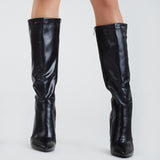 azmodo  Stylish Black Pointed Toe Stiletto Heel Knee High Boots