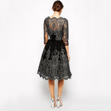 Luxury Lace Dress Women Embroidered Vintage Vestido Sexy Autumn Princess Tutu Dresses Long Sleeve Vestidos Hollow Party Dresses