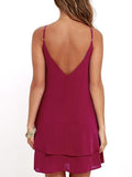 Spaghetti Strap Asymmetric Hem Plain Shift Dress