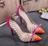 Graceful Rivets Pointed-toe Heels jum633