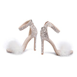 Rhinestone rivet decoration fringed super high heel wedding shoes