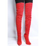 azmodo Super Sexy Red Stiletto Thigh High Boots
