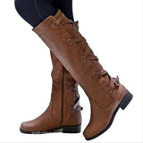 azmodo  Casual Buckle Side Zipper Knee High Boots