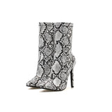 Serpentine Side Zipper Pointed Toe Ankle Boots