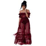 Women's Nightclub Sexy Dress One-Shoulder Smell Perspective Mesh Dress