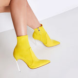 azmodo Pointed Toe Side Zipper Stiletto Heel Ankle Boots
