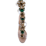 Women Knee High Gladiator Stiletto Heel Strappy Buckle Crystal Rhinestones Sexy Dress Sandals