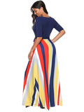 Half Sleeve Stripes Women's Maxi Dress
