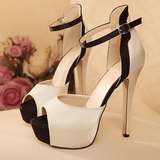 Nude Peep Toe Ankle Strap Stiletto Heel Sandals