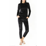 Slim Color Block Women's Velvet Suit Sportswear Casual Pants Suit