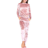 Slim Color Block Women's Velvet Suit Sportswear Casual Pants Suit