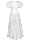 White Plaid Falbala Women's Maxi Dress