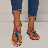 High heels shoes woman sandals women Rhinestones Chains Flat Sandals plus size Thong Flat sandals gladiator sandals