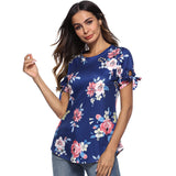 Women's Casual Loose Round Neck Print Short Sleeve Top