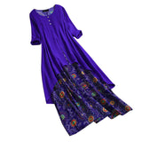 Azmodo bohemian Long linen Women Dress plus size Vintage dress Fashion Loose autumn dress women Casual Irregular large dress