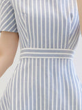 AZMODO Round Neck Striped Skater Dress