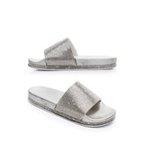 Fashion Women Slippers Crystal Flat Heel Summer Shoes Female Indoor Outside Bling Beach Slides Open Toe Rhinestone Ladies Shoe