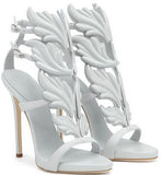 Strappy Stiletto Heel Dress Sandals hollow heel with colored leaf